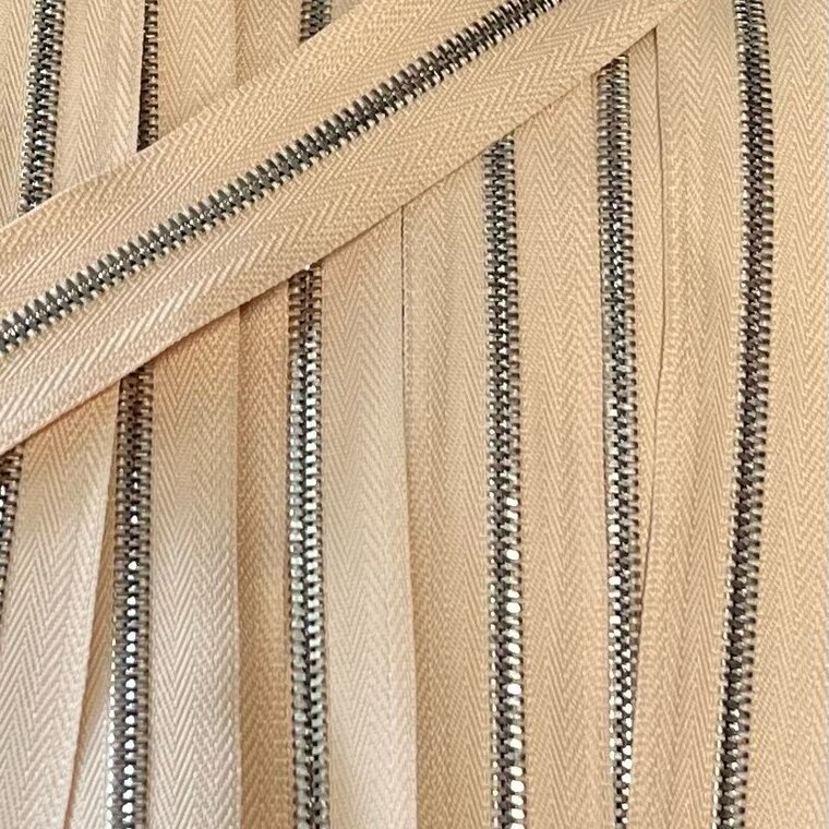 Metalen rits nikkel maat 3 zalmroze