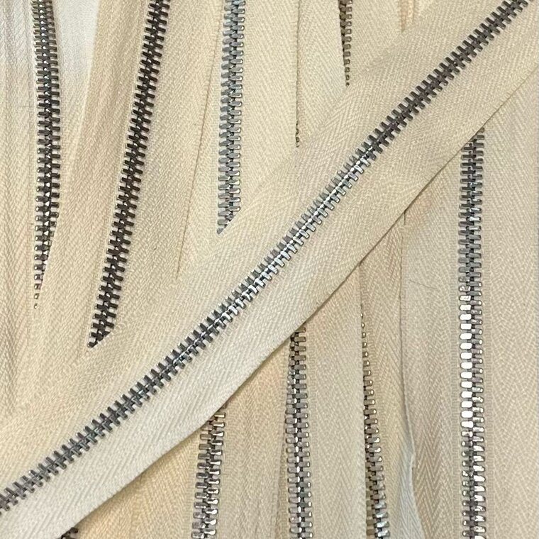 Metalen rits nikkel maat 3 roomwit