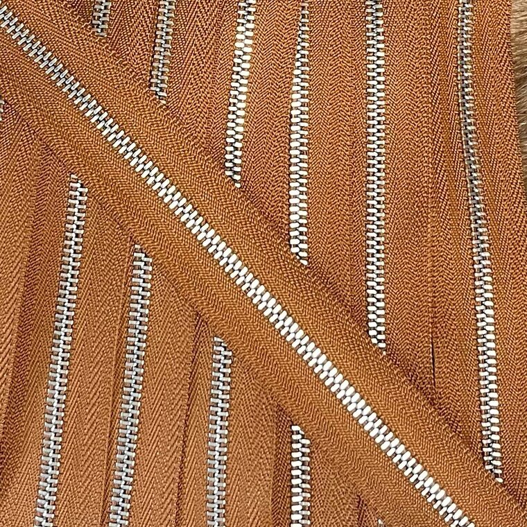 Metalen rits nikkel maat 3 middelbruin