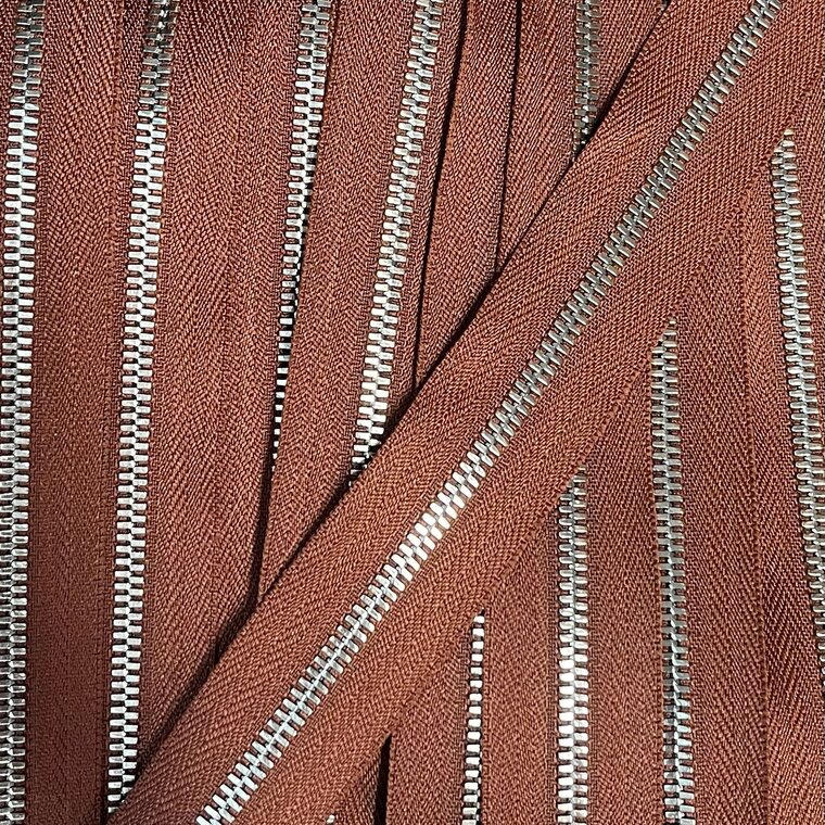 Metalen rits nikkel maat 3 bruin