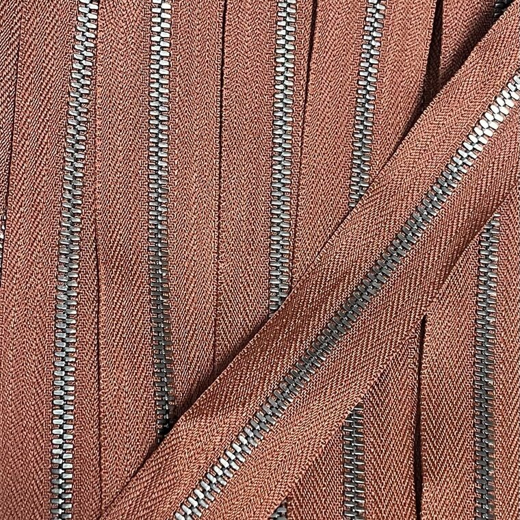 Metalen rits gun metal maat 3 bruin