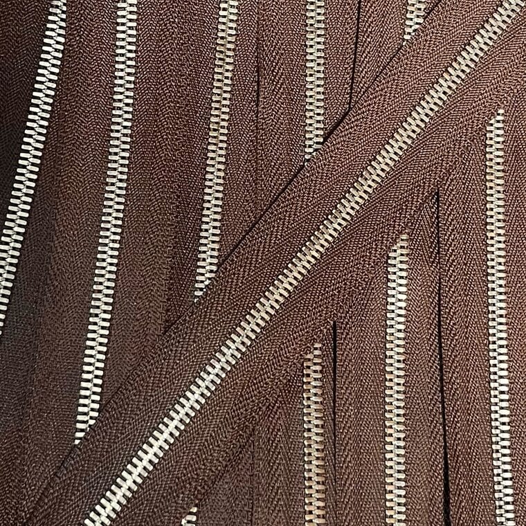 Metalen rits nikkel maat 3 koffiebruin