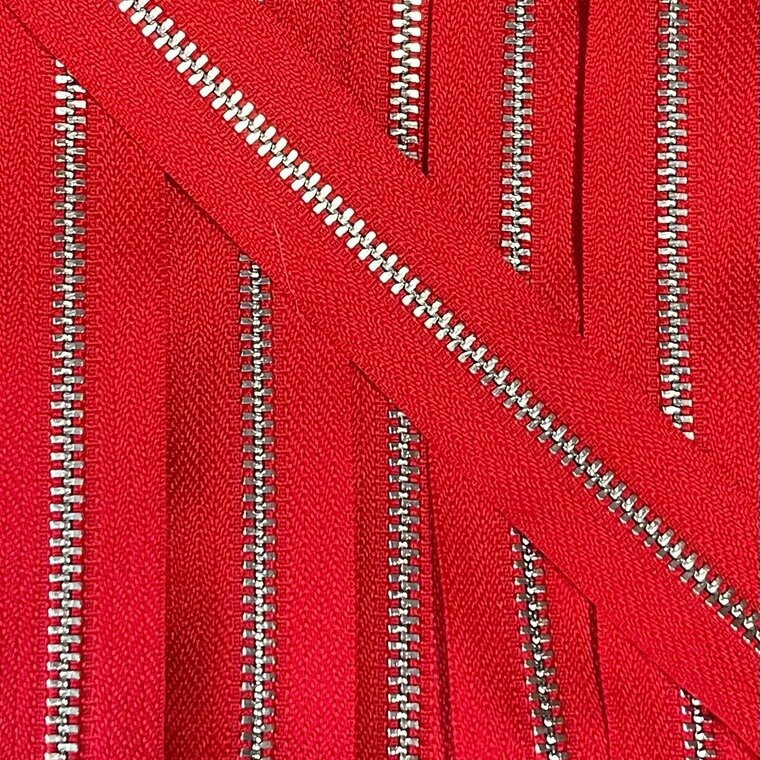 Metalen rits nikkel maat 3 rood