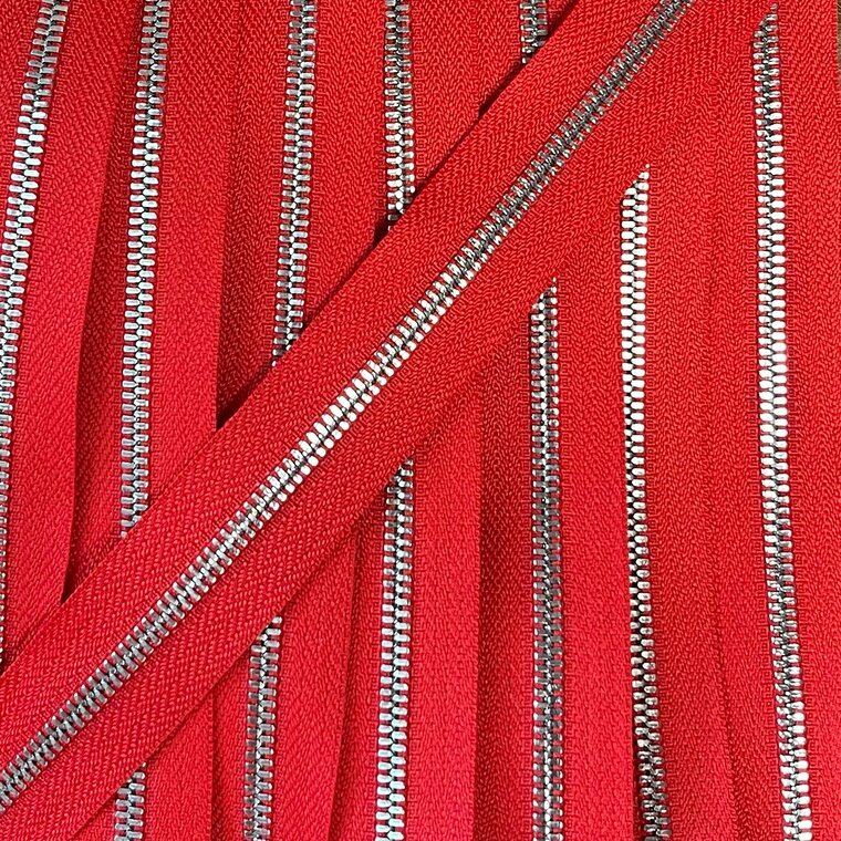 Metalen rits nikkel maat 3 oranjerood