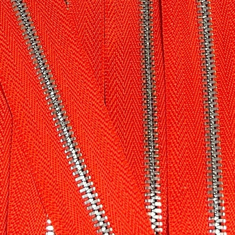 Metalen rits nikkel maat 3 oranje