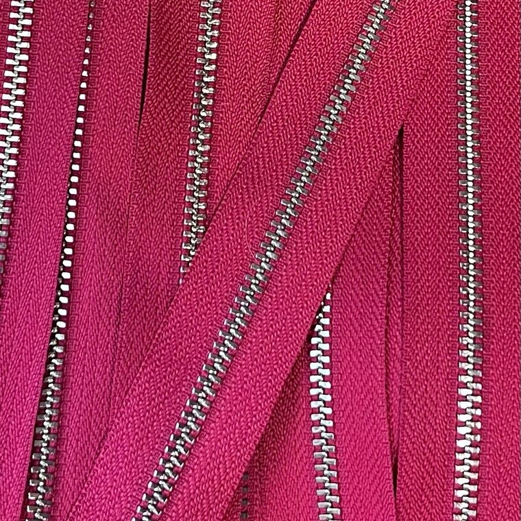 Metalen rits nikkel maat 3 framboosroze