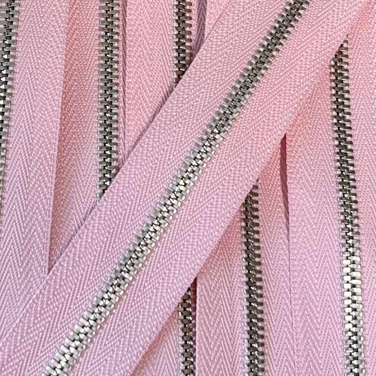 Metalen rits nikkel maat 3 lichtroze2.0