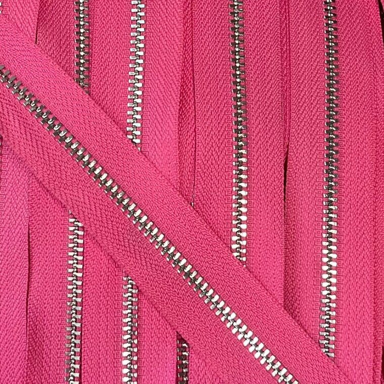 Metalen rits nikkel maat 3 roze