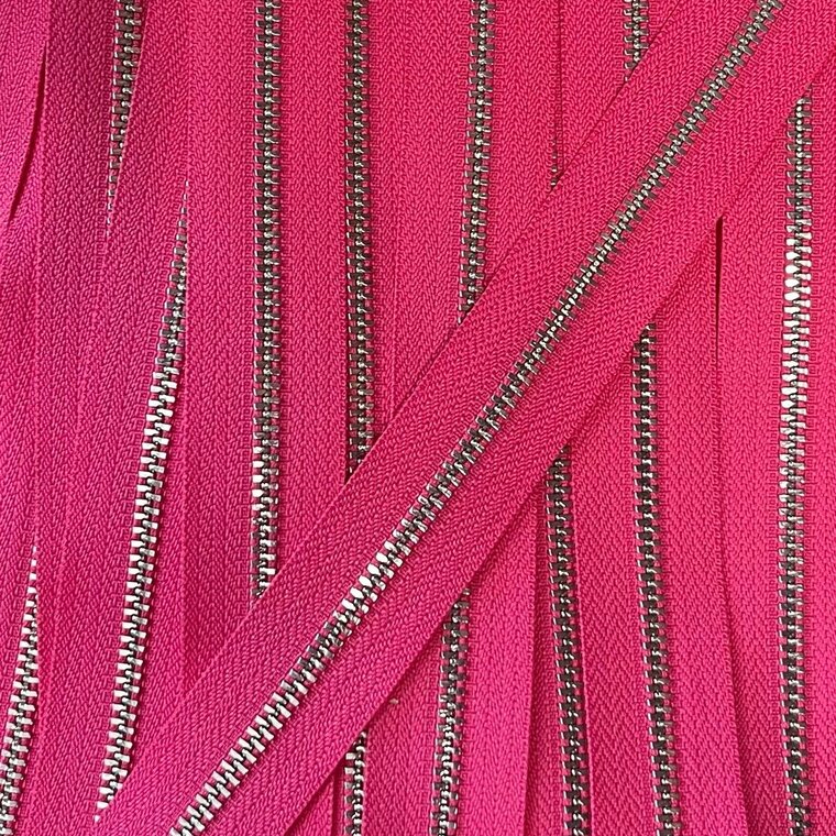 Metalen rits nikkel maat 3 hardroze