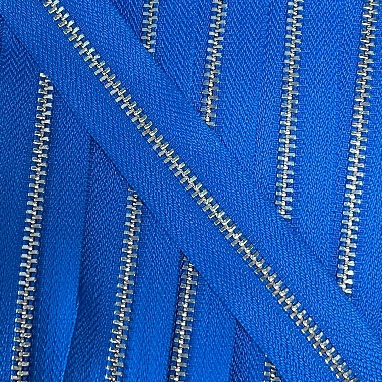 Metalen rits nikkel maat 3 kobaltblauw