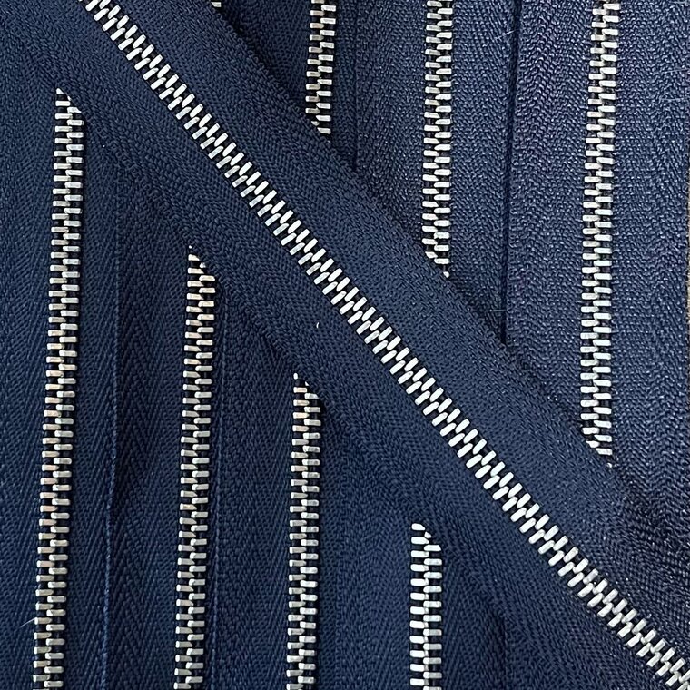 Metalen rits nikkel maat 3 marineblauw