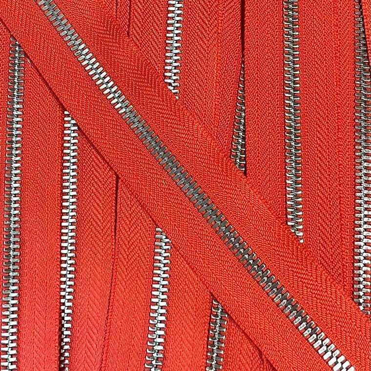 Metalen rits nikkel maat 5 donkeroranje