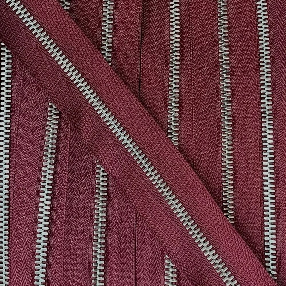 Metalen rits nikkel maat 5 donker bordeaux