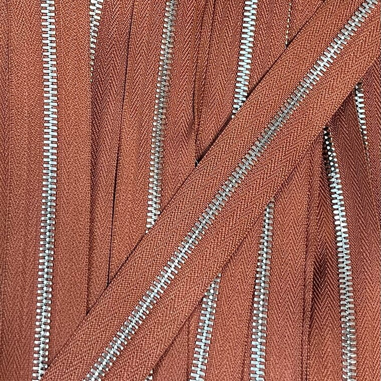 Metalen rits nikkel maat 5 fauve