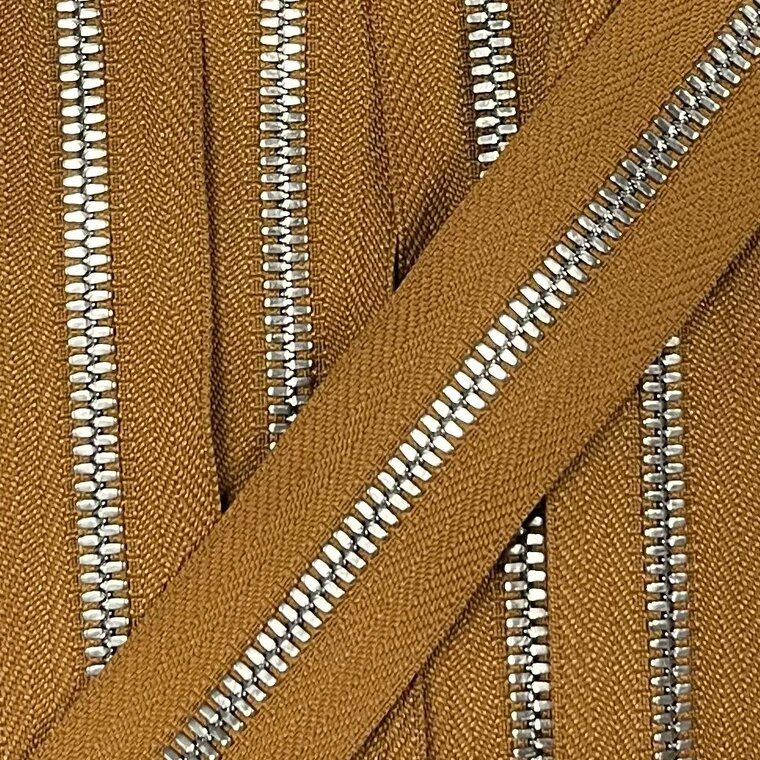 Metalen rits nikkel maat 5 brons