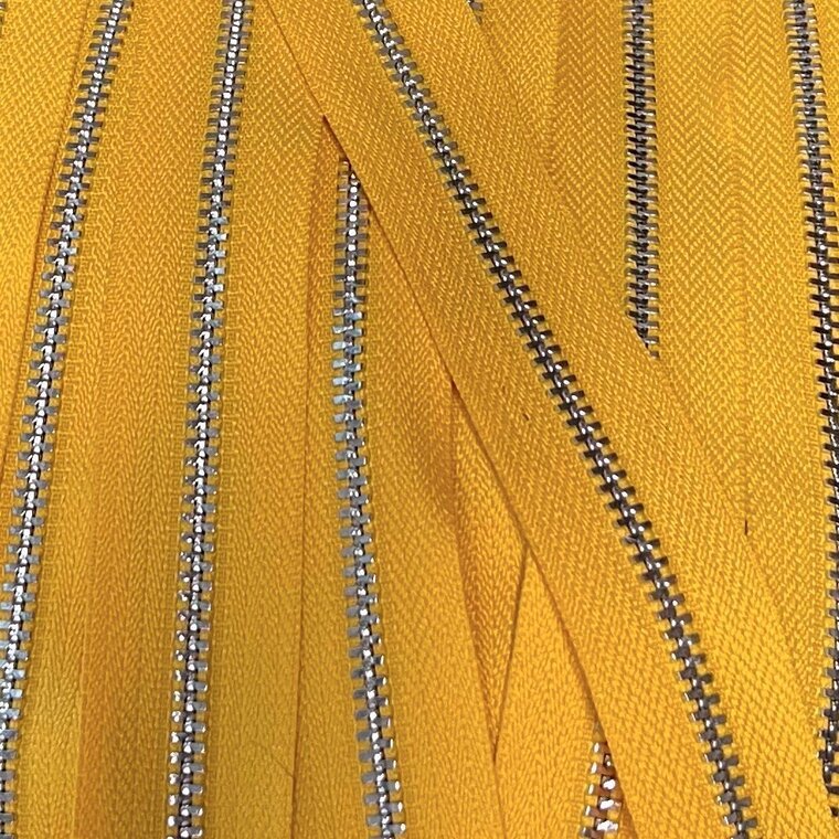 Metalen rits nikkel maat 5 donker okergeel