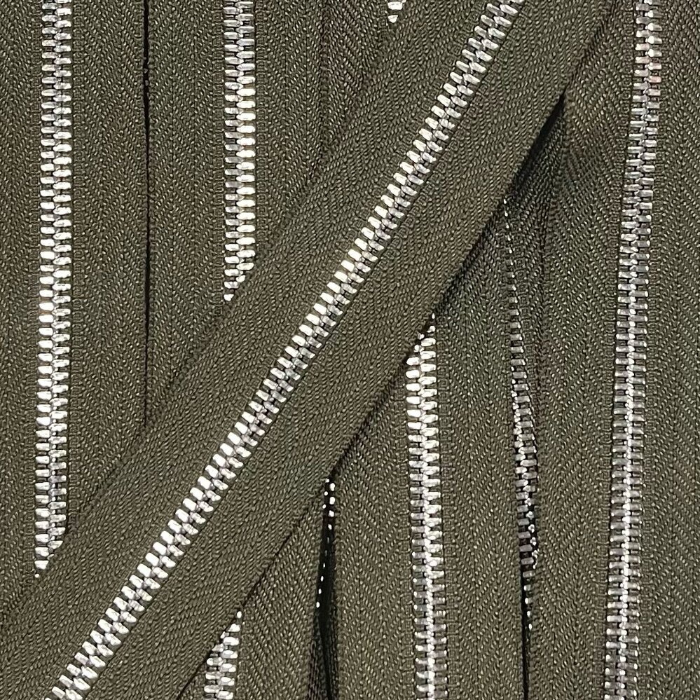 Metalen rits nikkel maat 5 olijfgroen