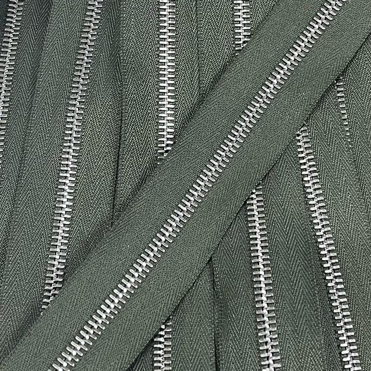 Metalen rits nikkel maat 5 groen