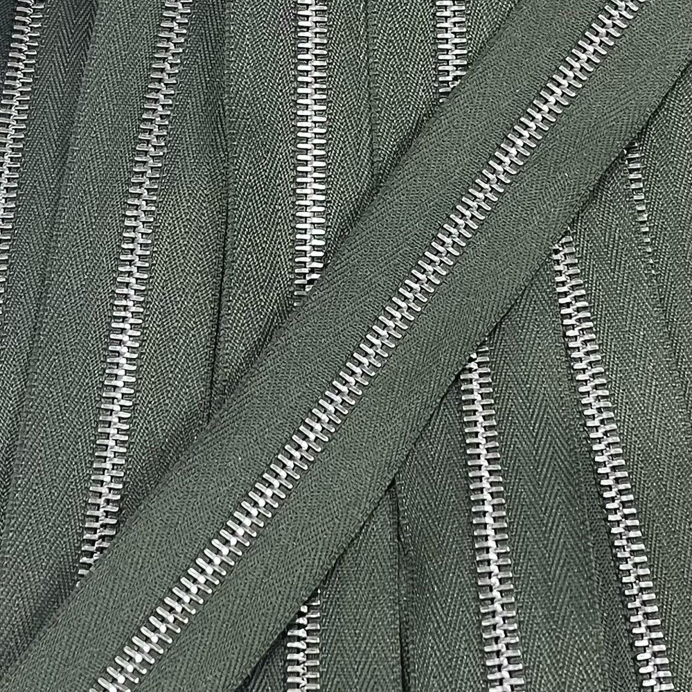 Metalen rits nikkel maat 5 groen