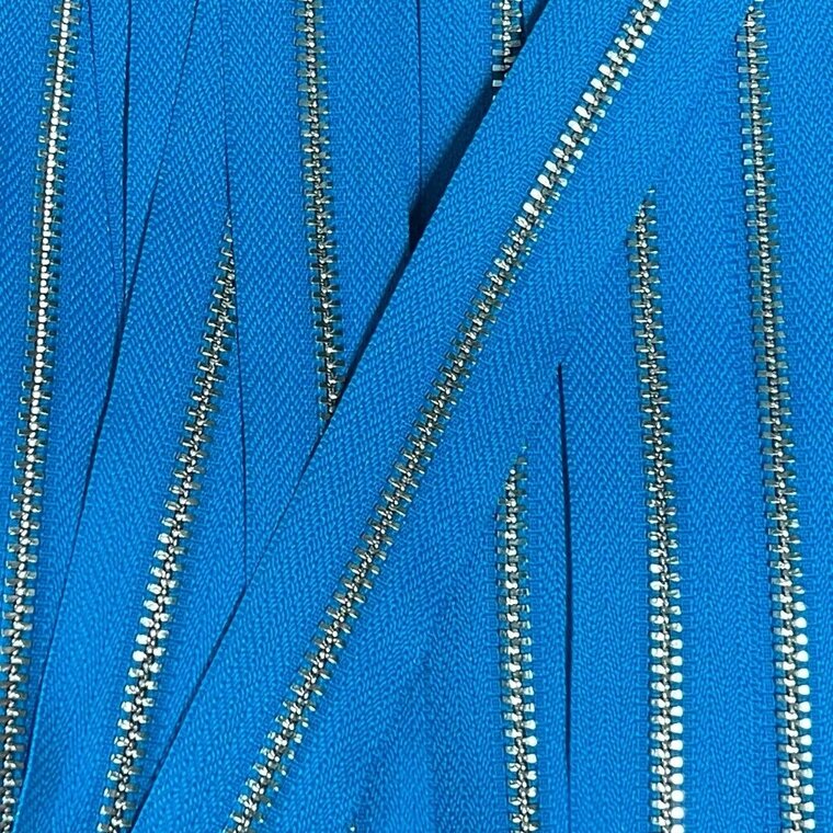 Metalen rits nikkel maat 8 blauw