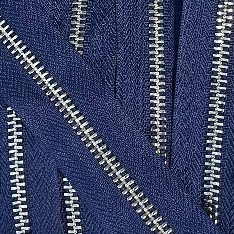 Metalen rits nikkel maat 8 middelblauw