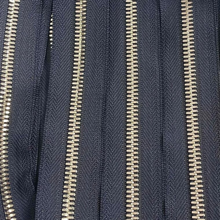 Metalen rits nikkel maat 8 donkerblauw