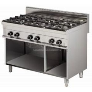 Combisteel Fornuis Gas 6 Branders met open onderstel