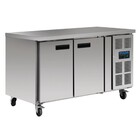 Polar Gekoelde rvs werkbank 2-deurs met wielen - 70 cm diep