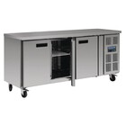 Polar Gekoelde werkbank RVS 3-deurs met wielen - 60 cm diep