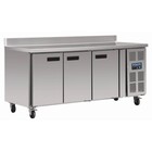 Polar Polar RVS werkbank 3 deurs koeling met spatrand - 417 Liter