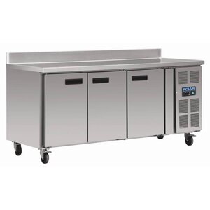 Polar Polar RVS werkbank 3 deurs koeling met spatrand - 417 Liter