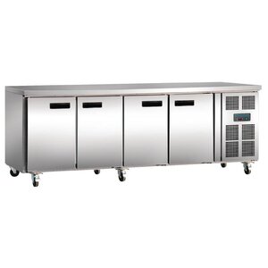 Polar Koelwerkbank rvs 4-deurs en wielen - 449 Liter
