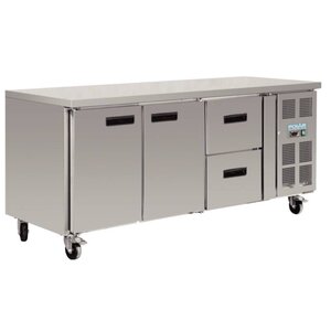 Polar RVS werkbank 2 deuren / 2 lades / wielen - 417 Liter