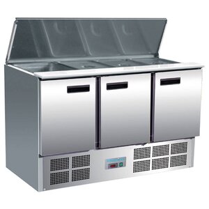 Polar RVS Saladette 3 deurs 85x137x70 cm 4 x 1/1 GN