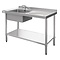 Vogue RVS Horeca spoeltafel 120 cm 1 bak links