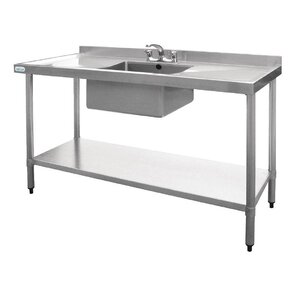 Vogue Inox Spoelwerktafel - 150x60x90(h)cm