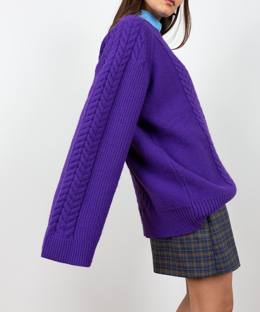 Cable Knitted Sweater Purple - Lewis 