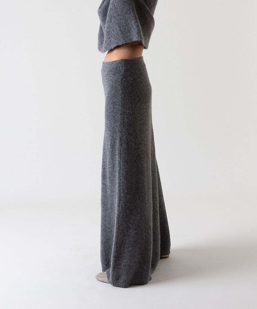 Alpaca Wool Maxi Skirt Grey