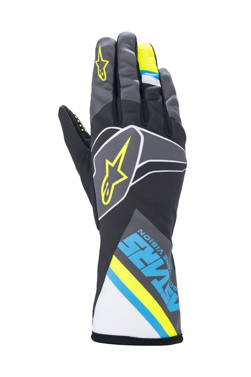 Alpinestars Tech-1K Race V2 Graphic Handschoenen Zwart-Cyan-Fluo Geel