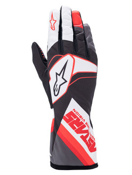 Alpinestars Tech-1K Race V2 Graphic Handschuhe Schwarz-Weiß-Antrazit-Rot