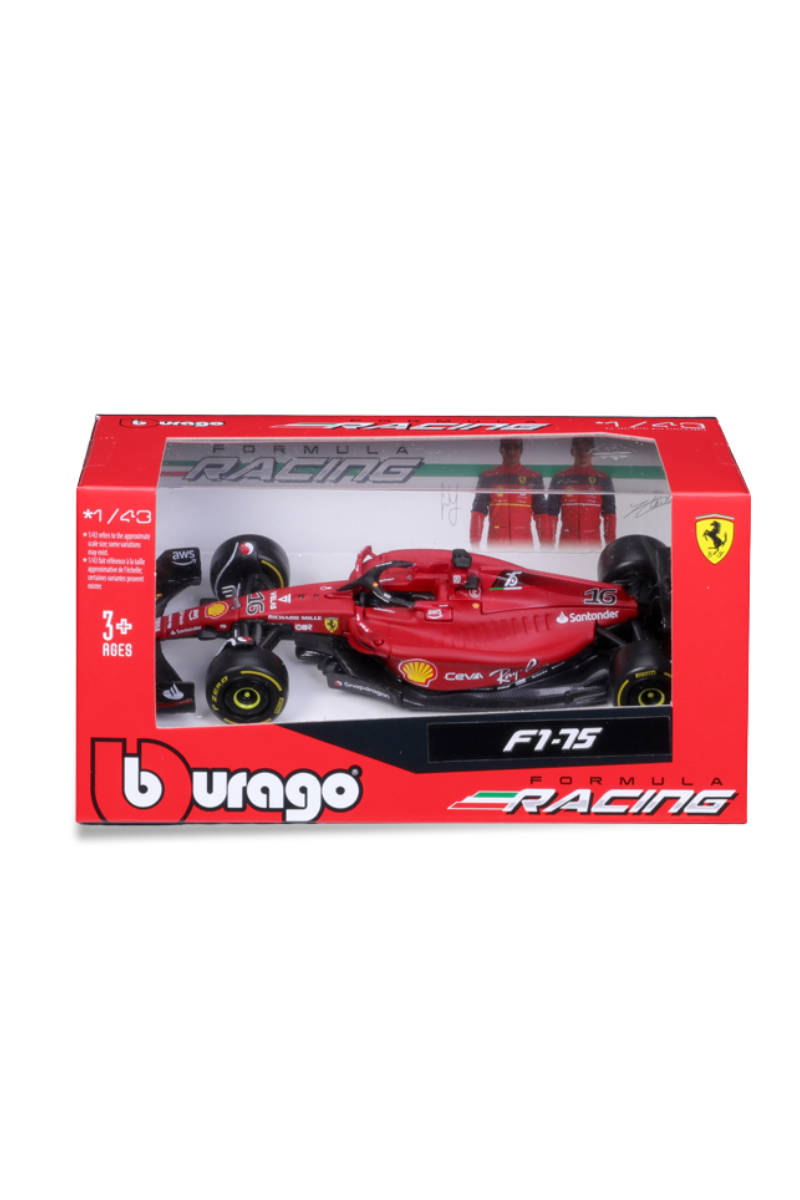 Ferrari Racing 1:43 schaal Burago Team Scuderia Leclerc F1-75 Model