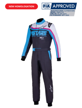 Alpinestars KMX-9 V3 Kart Overal Graph 2 Schwarz/Hellblau/Fushia