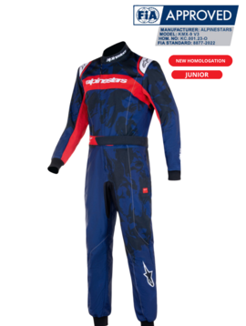 Alpinestars KMX-9 V3 Graph 5 Kinder Kart Anzug Dunkelblau/Rot