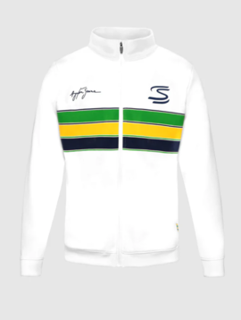 Ayrton Senna Retro Veste zippée Stripe blanc