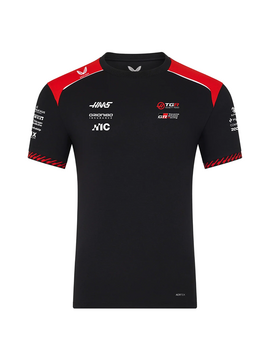 Officieel Haas F1 Team Heren Set Up Tee – Caviar/Flame Scarlet