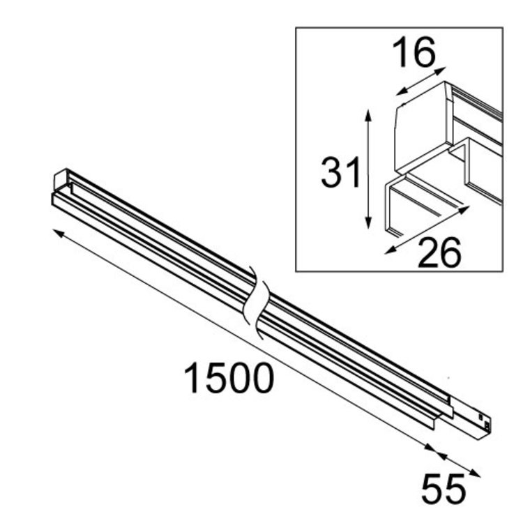 Modular Modular Linear Flaps GI 1500mm Pista Track