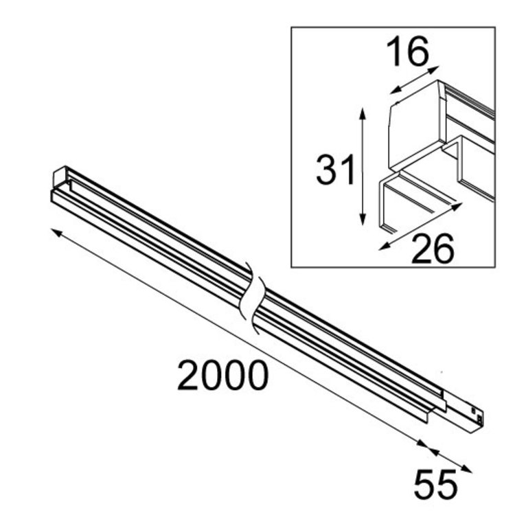 Modular Modular Linear Flaps GI 2000mm Pista Track