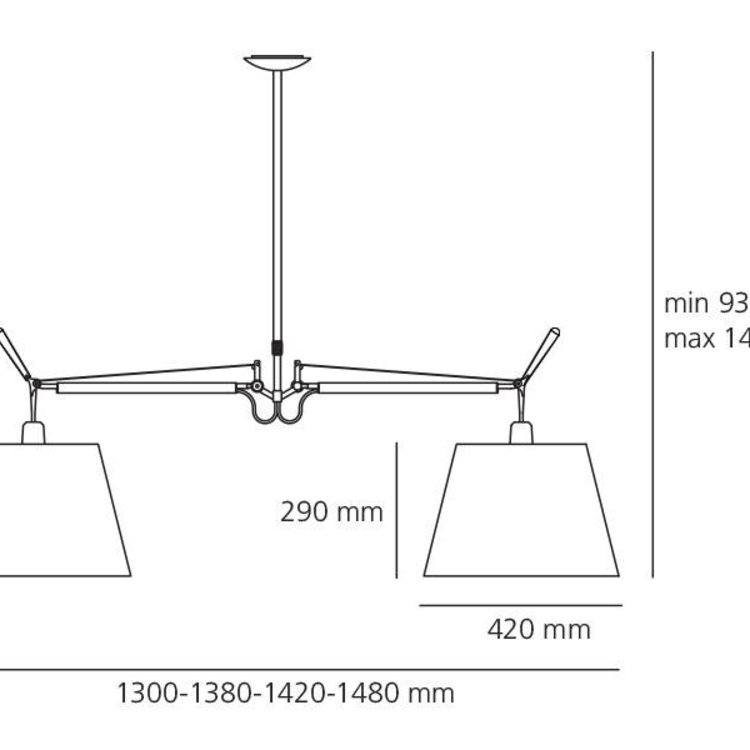 Artemide Artemide Tolomeo Basculante Suspension 2 Bracci