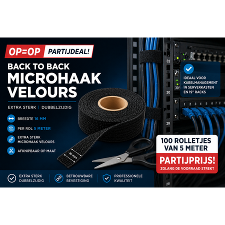 DynaLok Dubbelzijdig klittenband extra dun,  extra soepel, 16 mm, zwart