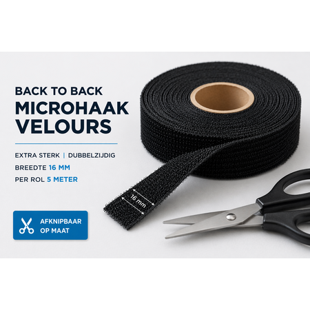 DynaLok Dubbelzijdig klittenband extra dun,  extra soepel, 16 mm, zwart